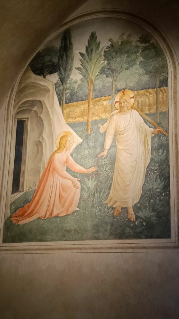 nella foto Noli me tangere affrescato dal Beato Angelico nella prima cella del secondo corridoio del Museo